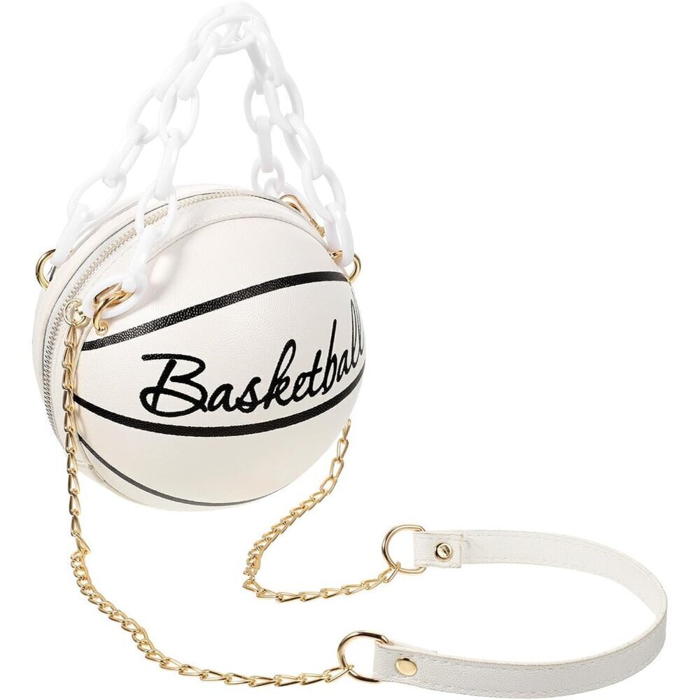 Basketball Purse Cute Crossbody Bag for Women Small Zipper Leather Tote